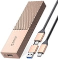 thumbnail image 1 of ORICO 10 Gbps m.2 NVME SSD Enclosure Adapter with 2-in-1 Cable,USB 3.2 Gen 2 to PCI-E M-Key/(B+M) Key Type C Tool Free Aluminum Enclosure Support UASP Trim for NVME/SATA SSDs 2242/2260/2280, 1 of 7