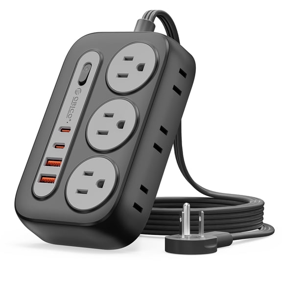 ORICO 10-in-1 Desktop Power Strip, Upgraded USB C Charging Station with GaN Technology, 6 AC Outlets, 4 USB Ports (2 USB C, 20W PD), Surge Protector, Flat Plug, 5 Colors – For Home Office Dorm(5FT)