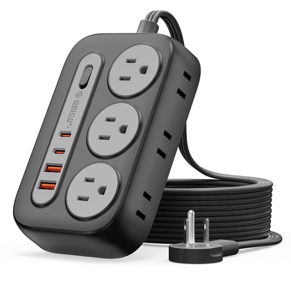 ORICO 10-in-1 Desktop Power Strip, Upgraded USB C Charging Station with GaN Technology, 6 AC Outlets, 4 USB Ports (2 USB C, 20W PD), Surge Protector, Flat Plug, 5 Colors – For Home Office Dorm(15FT)