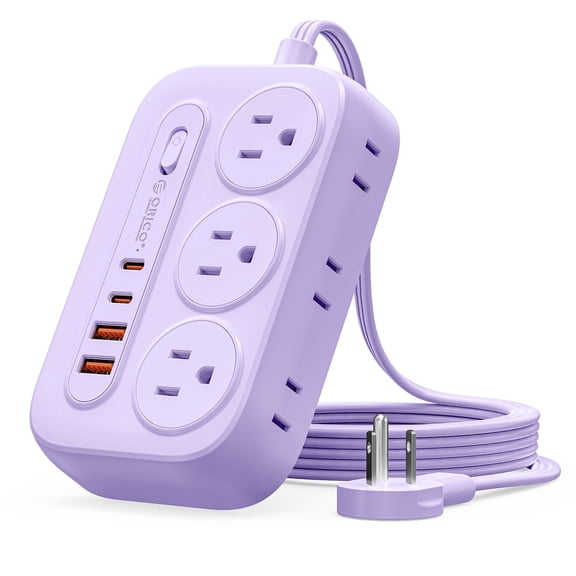 ORICO 10-in-1 Desktop Power Strip, Upgraded USB C Charging Station with GaN Technology, 6 AC Outlets, 4 USB Ports (2 USB C, 20W PD), Surge Protector, Flat Plug, 5 Colors – For Home Office Dorm(5FT)