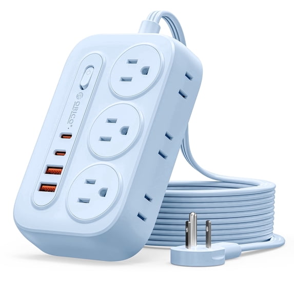 ORICO 10-in-1 Desktop Power Strip, Upgraded USB C Charging Station with GaN Technology, 6 AC Outlets, 4 USB Ports (2 USB C, 20W PD), Surge Protector, Flat Plug, 5 Colors – For Home Office Dorm(15FT)