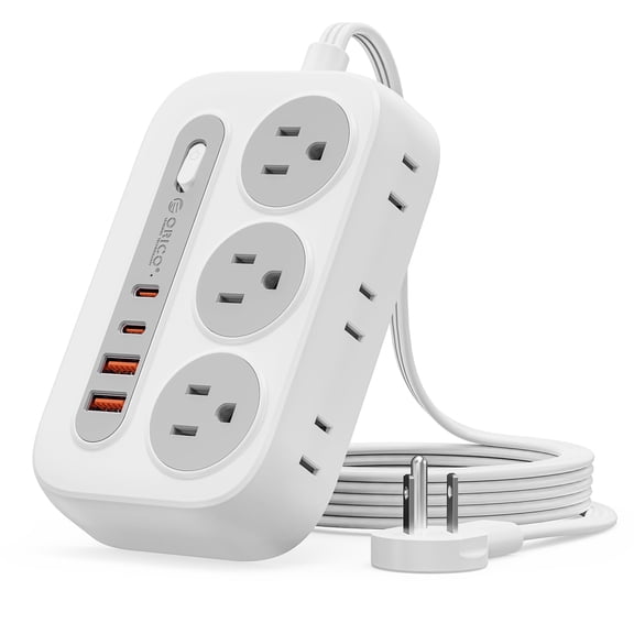 ORICO 10-in-1 Desktop Power Strip, Upgraded USB C Charging Station with GaN Technology, 6 AC Outlets, 4 USB Ports (2 USB C, 20W PD), Surge Protector, Flat Plug, 5 Colors – For Home Office Dorm(5FT)