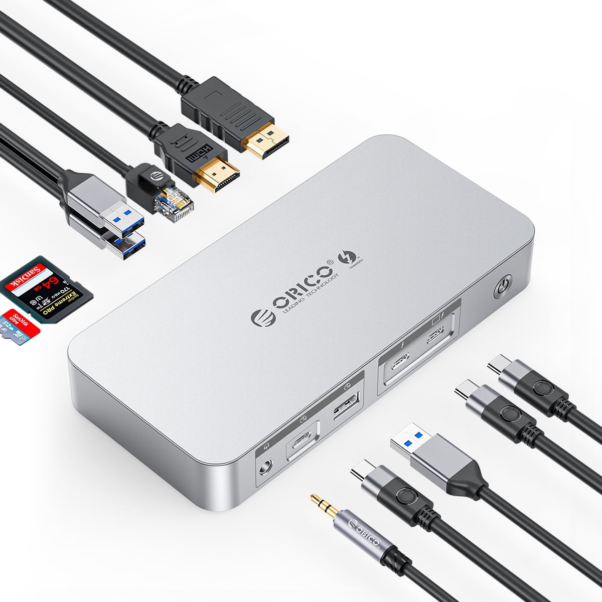 ORICO 12 in 1 Thunderbolt 4 USB C Dock Station Dual Monitor 40Gbps