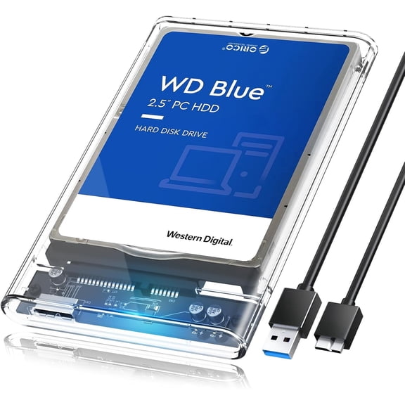 ORICO 2.5 External Hard Drive Enclosure USB 3.0 to SATA III, Transparent HDD SSD Case for 2.5 Inch 7mm 9.5mm SATA Drives, Tool-Free, UASP Support – 6TB Max (2139U3)