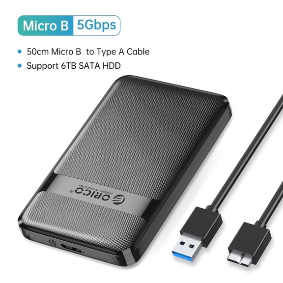 ORICO 2.5 Inch SATA to USB 3.0 & Type-C Hard Drive Enclosure, 5Gbps/6Gbps External HDD Case with Auto-Sleep