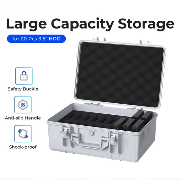 ORICO 20 Bay 3.5 Inch Electronic Organizer Portable Hard Drive Carrying Case with Foam External HDD/SSD Storage Case Box Multi-Protection Travel Case Shockproof Waterproof Compatible with WD HDD