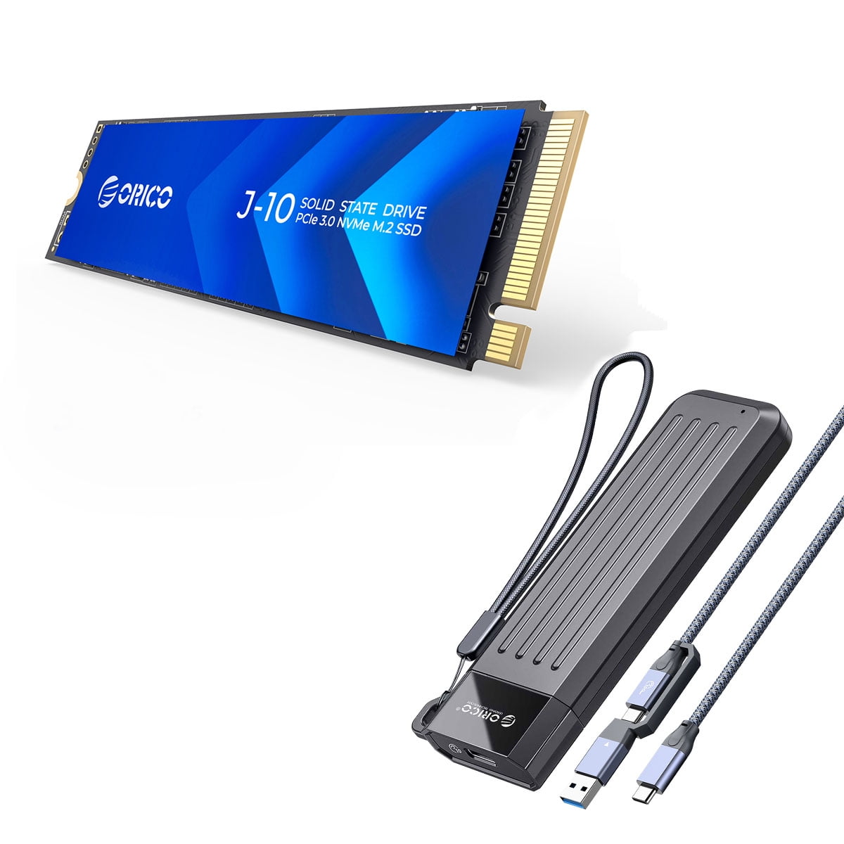ORICO 256GB DIY Portable Exteral Hard Drive PCIe Gen 3x4.0 SSD with 10Gbps USB 3.2 Type-C to M.2 SSD Enclosure