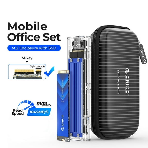 ORICO 256GB Portable SSD, External Hard Drive 3500MB/s Read Speed,USB 3.1 Type-C M.2 Enclosure with NVMe M.2 SSD Set