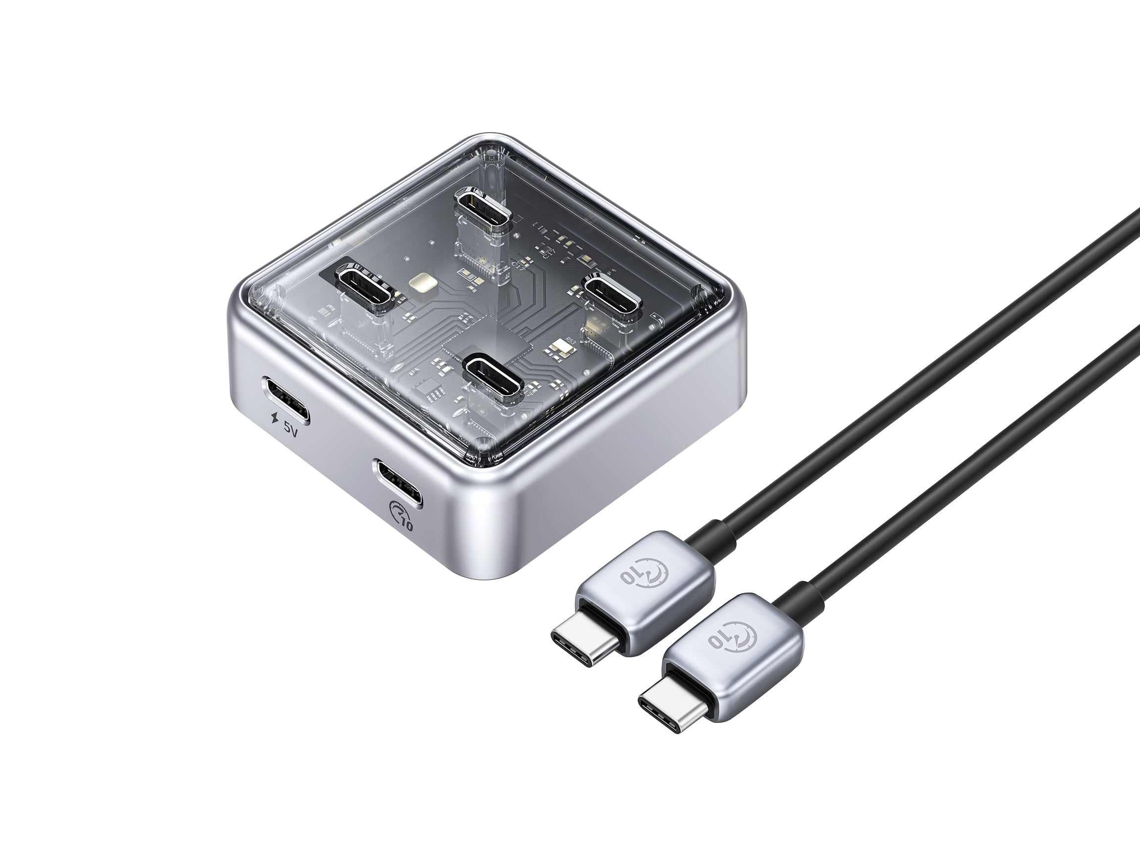 ORICO 4 in 1 USB Hub 10Gbps with 4 USB C Ports, USB 3.2 Gen 2 Hub with 1.64ft USB-C Cable USB Powered Splitter for iMac, All MacBooks, Mac Mini(Zinc Alloy)