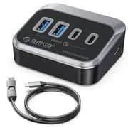 ORICO 4 Port USB C Hub, 10 Gbps USB 3.2 Gen 2, 2 Type-A and 1 Type-C Ports, 5V External Power Port, Tilt Design, Black