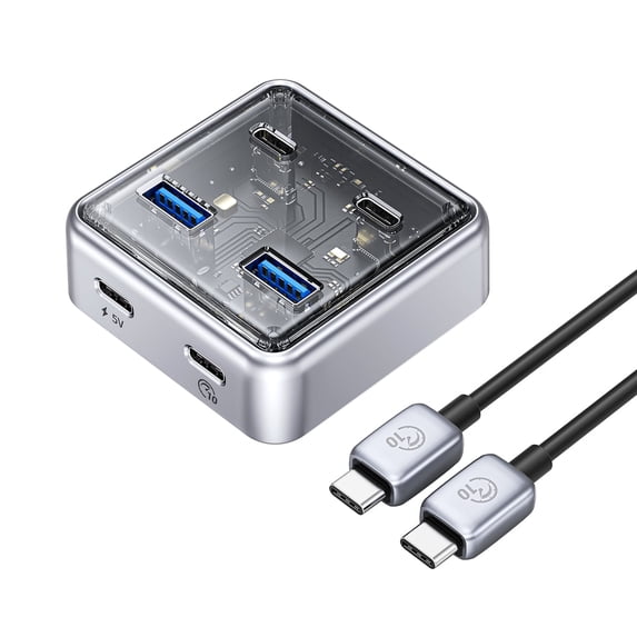 ORICO 4 Ports USB Hub 10Gbps with 2 USB A Ports+2 USB C Ports, USB 3.2 Gen 2 Hub with 1.64Ft USB-C Cable USB Splitter for iMac, All MacBooks, Mac (Zinc Alloy)