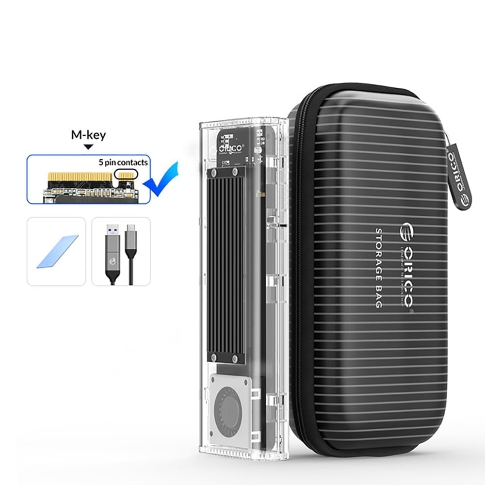 ORICO 40Gbps USB4 M.2 NVMe SSD Enclosure built-in with Fan with Storage Bag,Transparent External Solid State Drive Reader Adapter, Compatible ORICO 40Gbps USB4 M.2 NVMe SSD Enclosure built-in with Fan with Storage Bag,Transparent External Solid State Drive Reader Adapter, Compatible