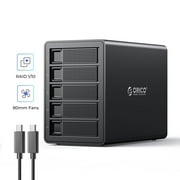 ORICO 5 Bay 2.5/3.5 inch Hard Drive Docking Station with RAID Max 240TB-USB 3.1 Gen 2 Type C to SATA (10Gbps) Aluminum External Hard Drive Enclosure Built-In 150w Power & Fan