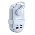 thumbnail image 1 of ORICO 65W 7-in-1 Portable Travel Power Strip with USB Ports – 4.4ft Flat Plug Extension Cord with 3 AC Outlets, 2 USB-A, 2 USB-C , Cruise Ship Approved Compact Charging Station(65W,BLUE), 1 of 8