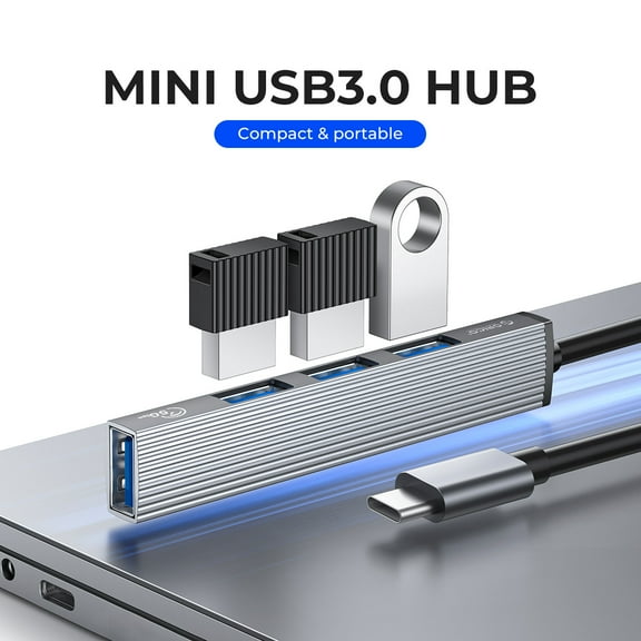 ORICO Aluminum 4 Port USB C Hub Ultra Slim Portable USB Splitter Hub for MacBook Pro, iPad Pro, XPS, Pixelbook, and More
