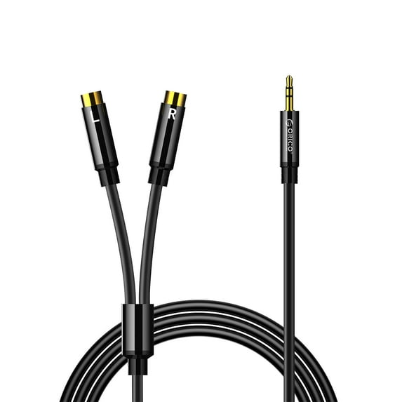 ORICO Audio Stereo Cable 3.5mm To 2 RCA Cable Male To Female Connectors Black 16.4Ft