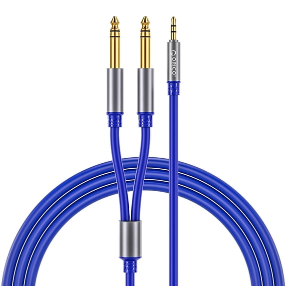 ORICO Audio Stereo Cable 3.5mm to 2*6.5mm Audio Cable Male To Male Connectors Blue 3.28Ft