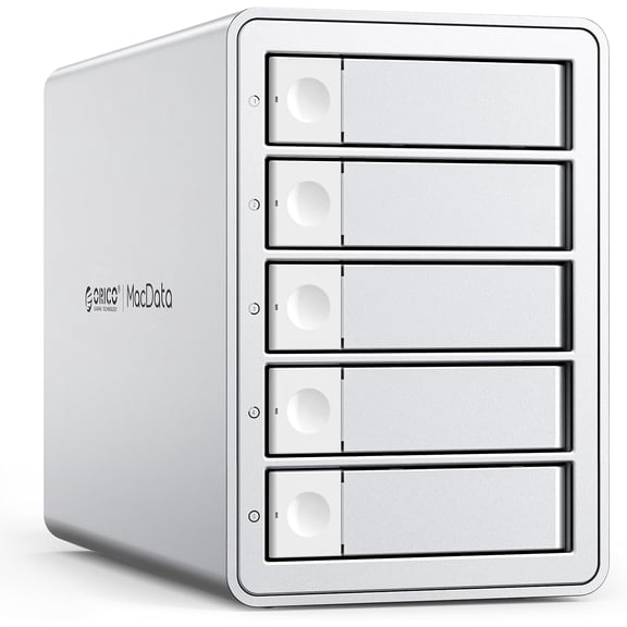 ORICO Daisy-Chain 5 Bay Hard Drive Enclosure USB 3.1 Gen 2 Aluminum Das Enclosure Support 22TB and Expansion Max Up to 330TB for 3.5-inchs HDD -9958C3