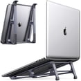 thumbnail image 1 of ORICO Desktop Laptop Stand for Desk Aluminium Dual Vertical Computer Stand for Laptops 11-17.4 inch,Compatible with Macbook pro, Dell XPS, HP, Lenovo More-Silver, 1 of 7