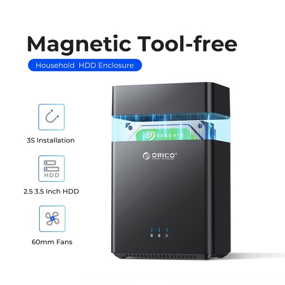 ORICO Dual Bay External SATA Hard Drive Docking Station USB3.0 to SATA 5Gbps Magnetic 3.5" USB Hard Drive Enclosure SSD/HDD Docking Station Support 2*18TB Max UASP with 12V/4A Adapter