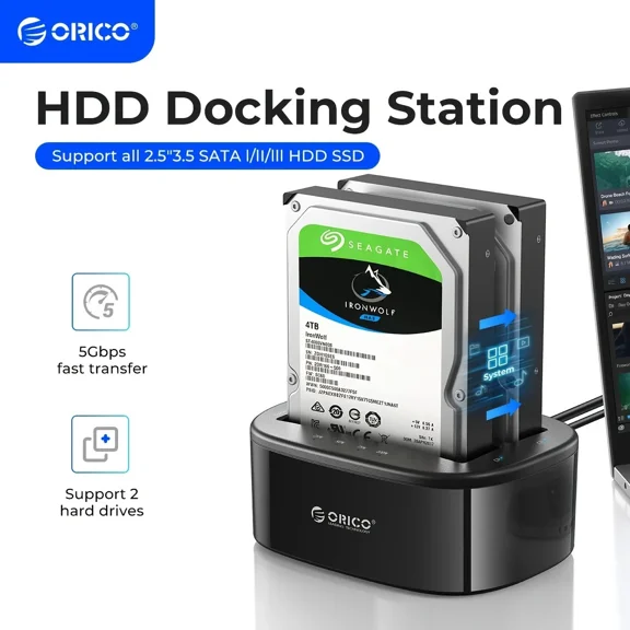 ORICO Dual Bay HDD Docking Station Offline Clone for 2.5 3.5'' SSD HDD Case