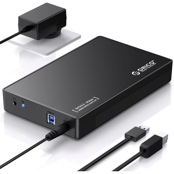 ORICO External Hard Drive Enclosure USB 3.0 to SATA, Tool-Free HDD Case for 3.5/2.5 Inch SSD HDD with 12V/2A Power Adapter, UASP Support Up to 20TB (3588US3)