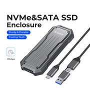 ORICO External M.2 NVMe SATA SSD Enclosure Adapter USB C 3.2 Gen 2 10Gbps NVMe, 6Gbps NGFF SATA PCIe M-Key(B+M Key) 2230/2242/2260/2280