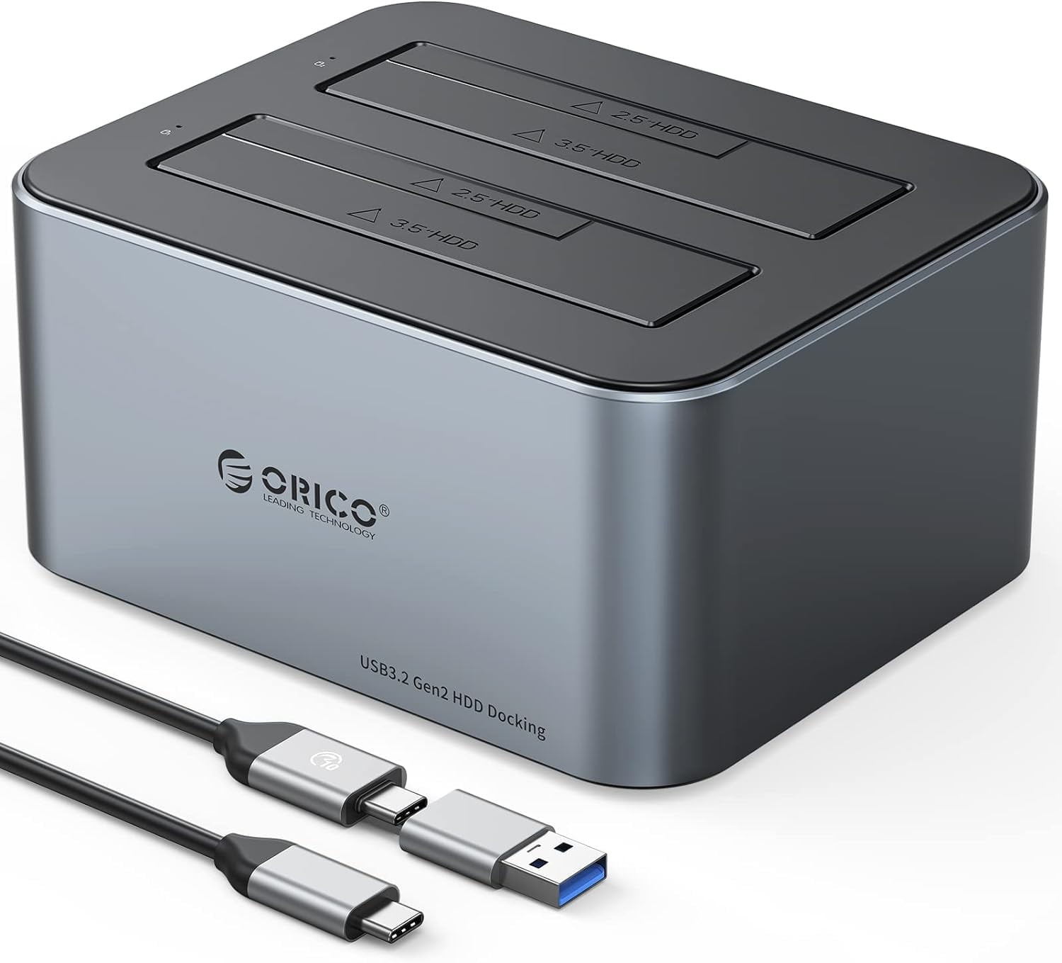 ORICO Hard Drive Docking Station, Aluminum Dual Bay USB C to SATA 3.0 6 ...