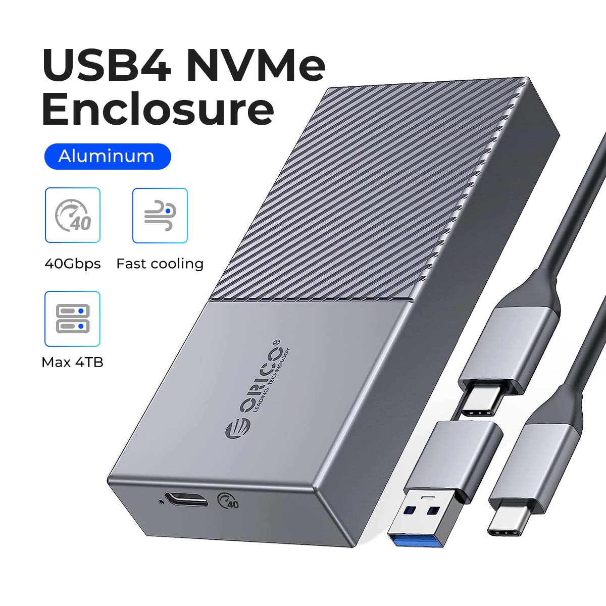 ORICO M.2 NVMe SSD Enclosure 4Tb NVMe Enclosure 40Gbps M.2 to USB C