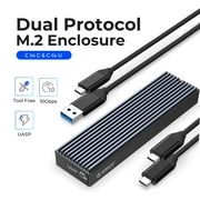 ORICO M.2 SATA NVMe SSD Enclosure USB C 3.2 Gen 2 10Gbps External Hard Drive Enclosure M.2 SSD Enclosure Case for M key & B+M Key SSD,Support UASP Trim(No Drive)