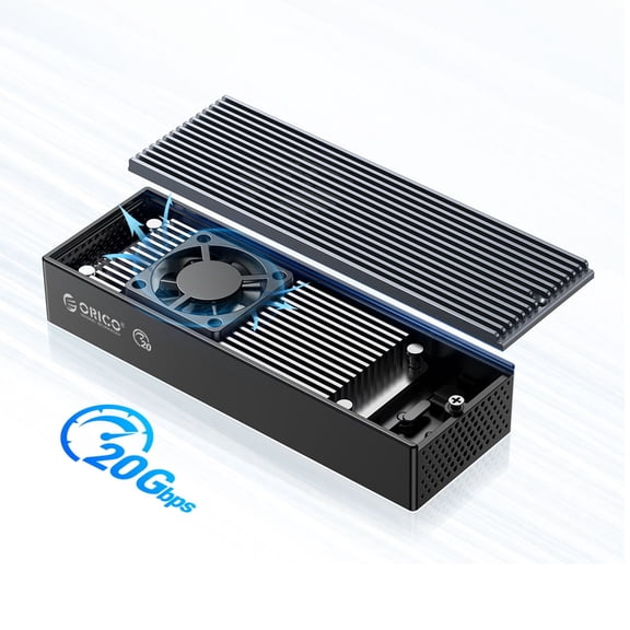 ORICO M.2 SSD Enclosure 20Gbps NVMe to Type-C 2TB External Case with Cooling Fan for M.2 NVMe SSD