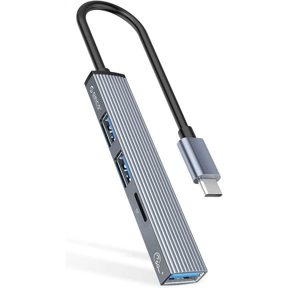 ORICO Mini USB C Hub Extensions, 4 Port USB Hub for laptop, Aluminum with USB3.0 Port, USB2.0 Port, TF Card Slot for PC, Mac, XPS, – Portable Multi USB Port & Computer Type-C Hub
