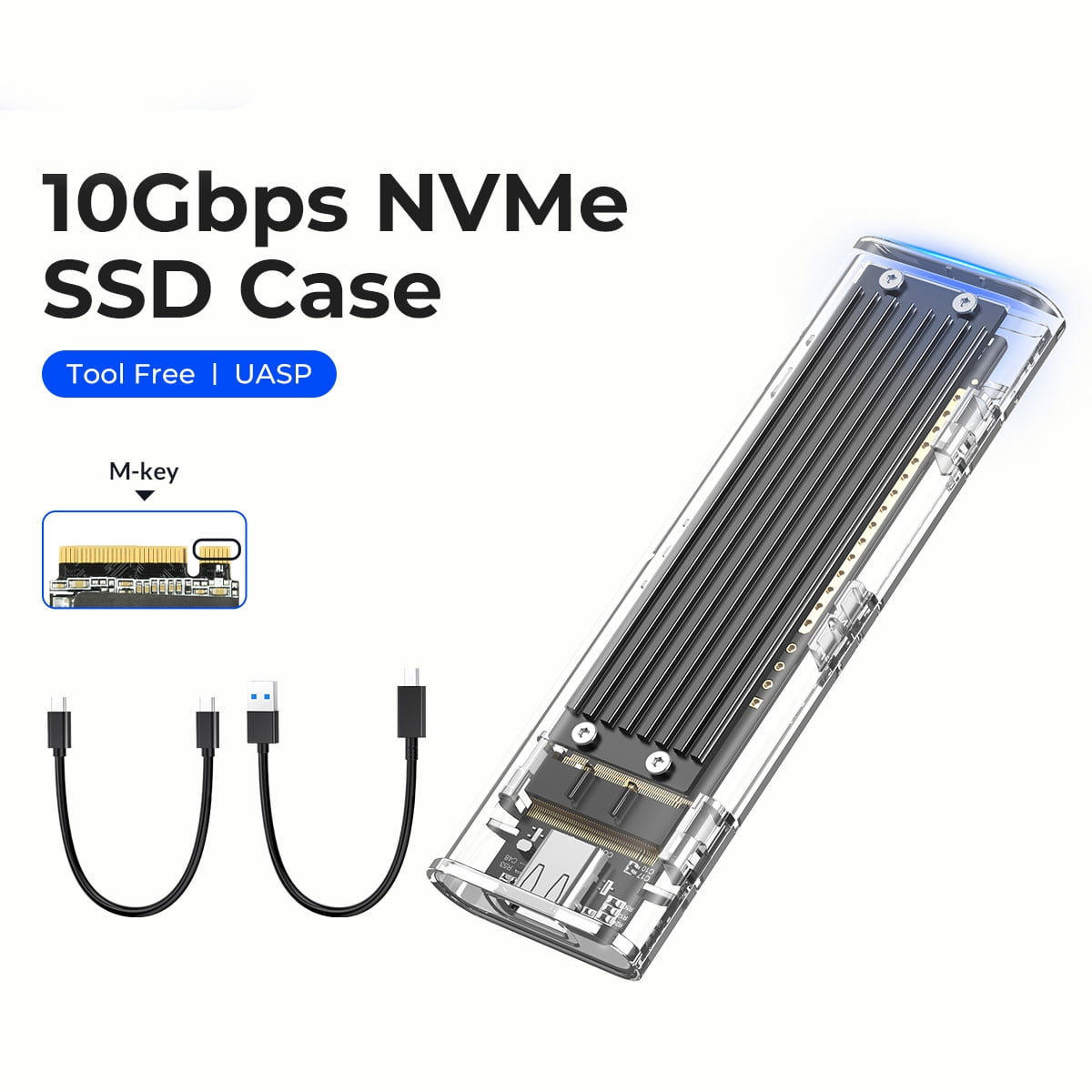 ORICO NVMe M.2 Enclosure 2TB M.2 SSD Enclosure USB3.1 Gen2 Type-C 10Gbps to  NVME (M-Key) External Hard Drive Enclosure for 2230/2242/2260/2280 