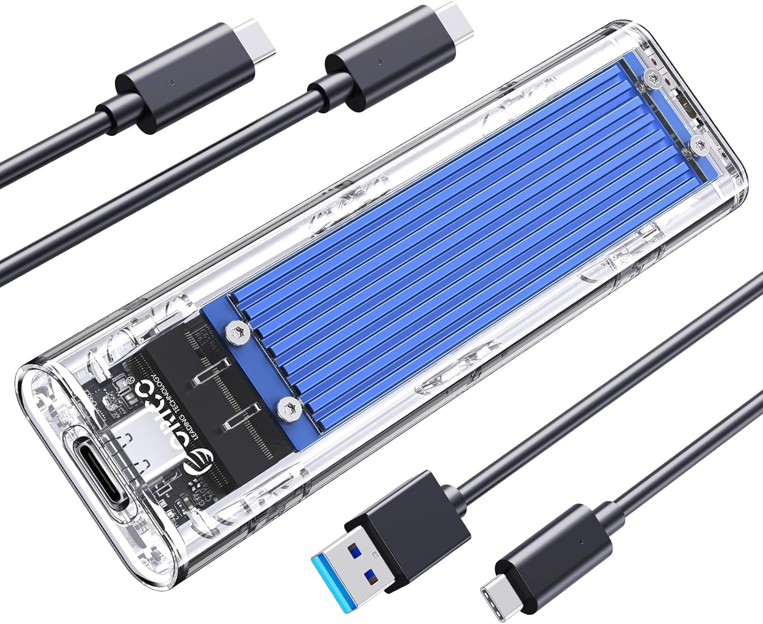  M.2 NVMe SATA SSD Enclosure with 6-in-1 Hybrid Type-C