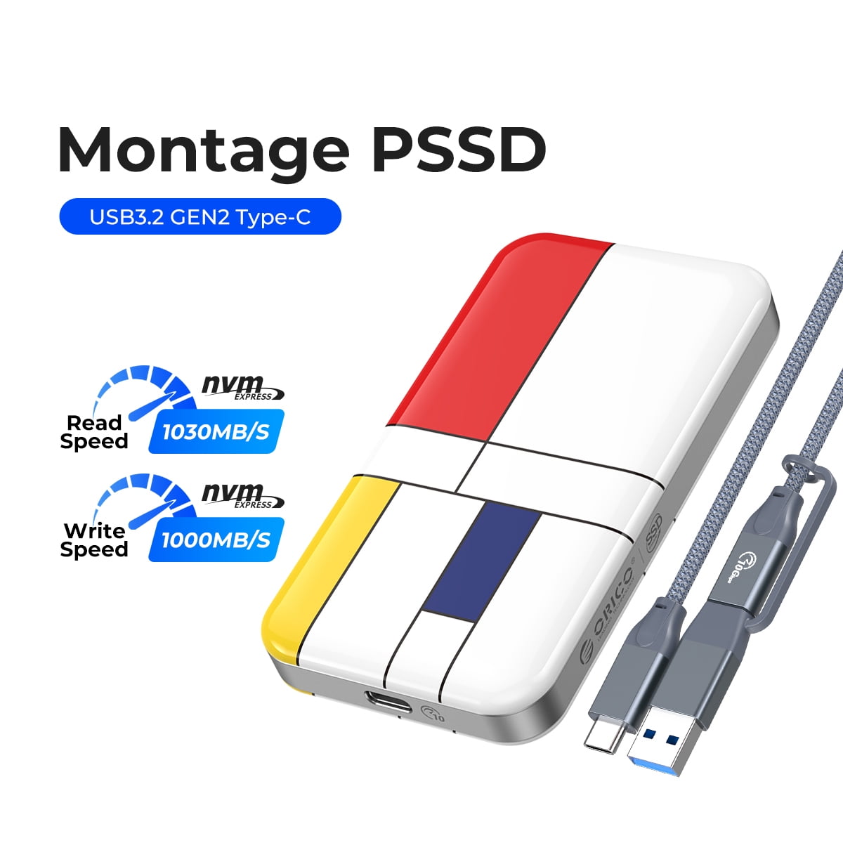 ORICO Portable SSD 1050MB/s External Solid State Drive 2TB 1TB 256GB 512GB USB 3.2 Gen 2 Type C