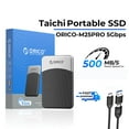 thumbnail image 1 of ORICO 2TB External SSD Up to 500MB/s USB 3.2 Gen 1 Type-C 5Gbps Solid State Drive Portable SSD with 2 in 1 Cable-Taichi Black, 1 of 8