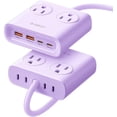 thumbnail image 1 of ORICO Power Brick, 25W GaN Power Strip, 8 in 1 Extension Cord with 4 AC Outlets and 2 USB-A and 2 USB-C Ports, 5ft Flat Plug White Outlet Extender for Home/Dorm/Travel-Purple (1 PCS), 1 of 18