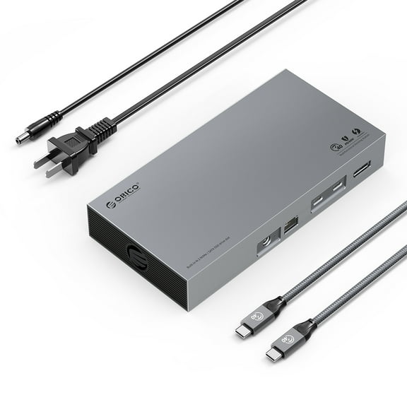 ORICO Laptop Dock Station with Dual Bay M.2 NVMe NGFF Enclosure 40Gbps USB C Docking Station Dual Monitor USB C HUB with 60W Power Delivery, Display 8K@60Hz, Dual 4K, Gigabit Ethernet