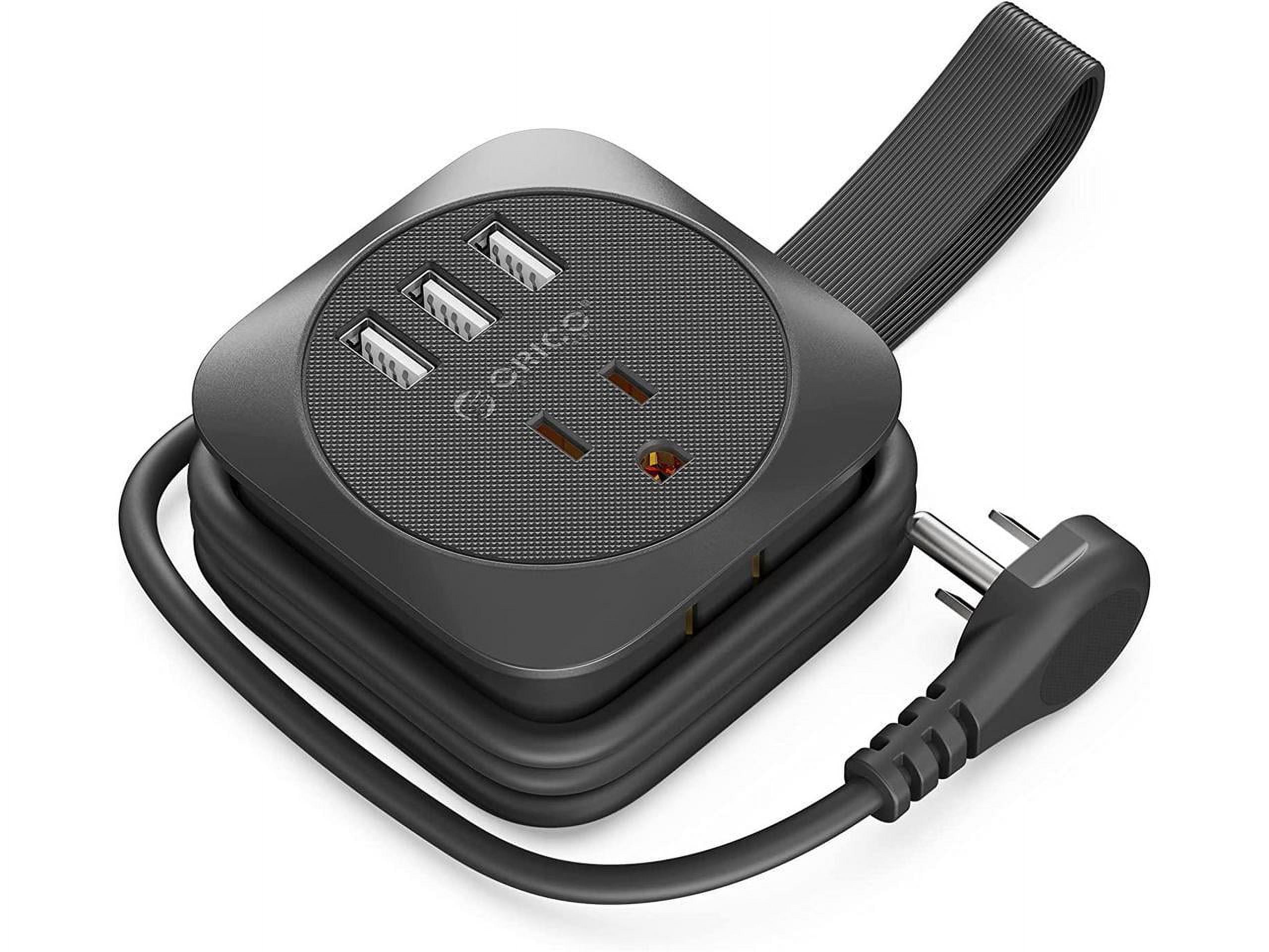 ORICO Travel Power Strip, 3.7FT Portable Power Strip with 2 AC Outlets 3 USB Ports, Wrapped Flat Plug Travel Extension Cord, Multi Plug Extension Cord for Travel, Cruise, Office, Hotels
