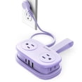 thumbnail image 1 of ORICO Travel Power Strip, 4 Outlets 3 USB Ports (1 USB C) with 4FT Wrap-Around Extension Cord, Compact Cruise Approved Power Strip No Surge Protector, Flat Plug for Hotel Dorm Essentials(Purple), 1 of 9