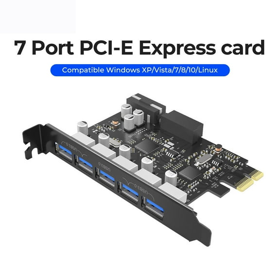 ORICO USB 3.0 7 Port PCI-E Express card with a 15pin SuperSpeed SATA Power Connector PCIE Adapt VL805 and VL812 chipsetsPVU3-7U-V1