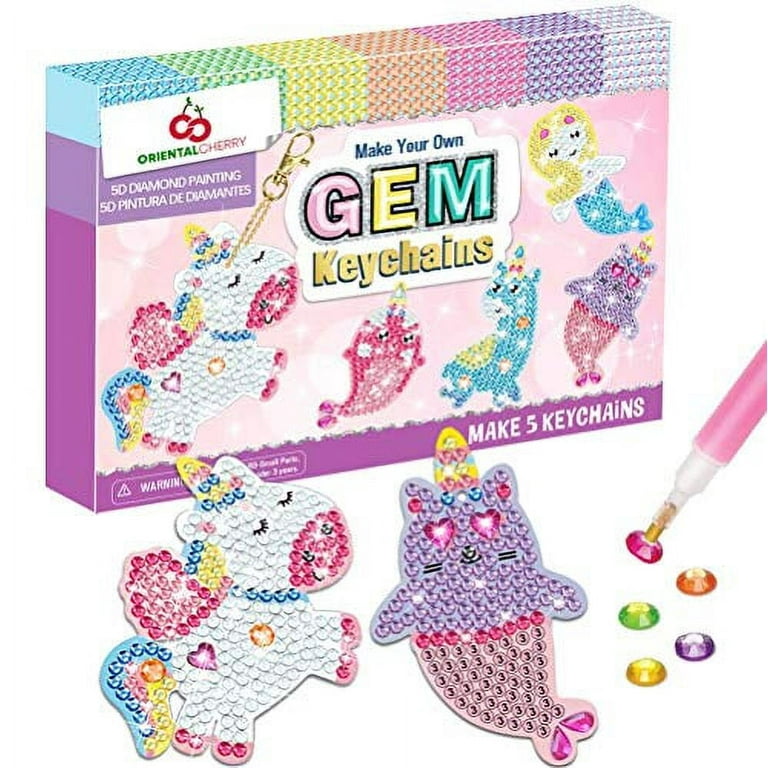 Arts And Crafts For Kids Ages 8-12 - Make Your Own Gem Keychains - 5d  Diamond Painting By Numbers Art Kits For Girls Kids Toddler Ages 3-5 4-6  6-8