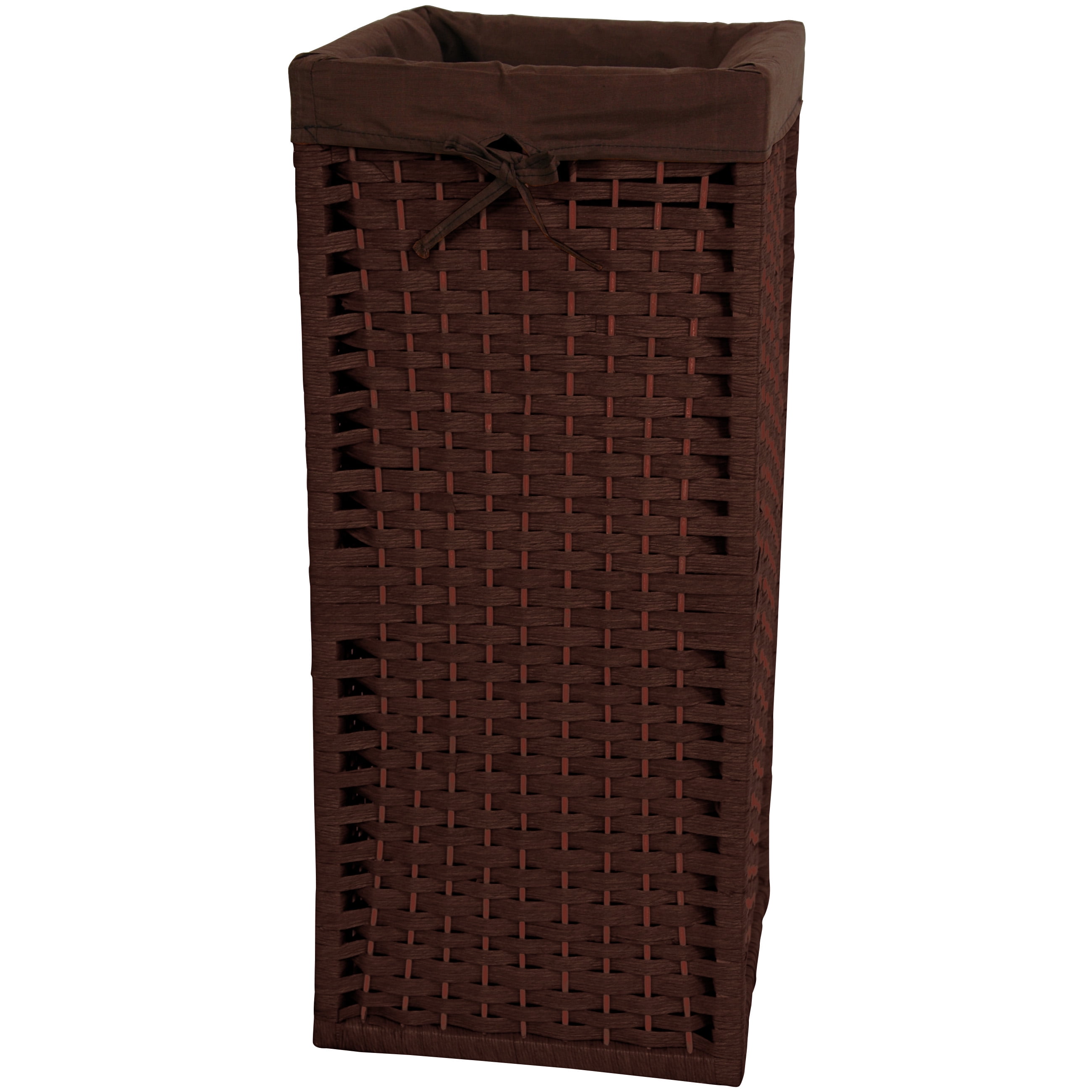 Mocha Wicker Rectangular Laundry Hamper with Removable Liner