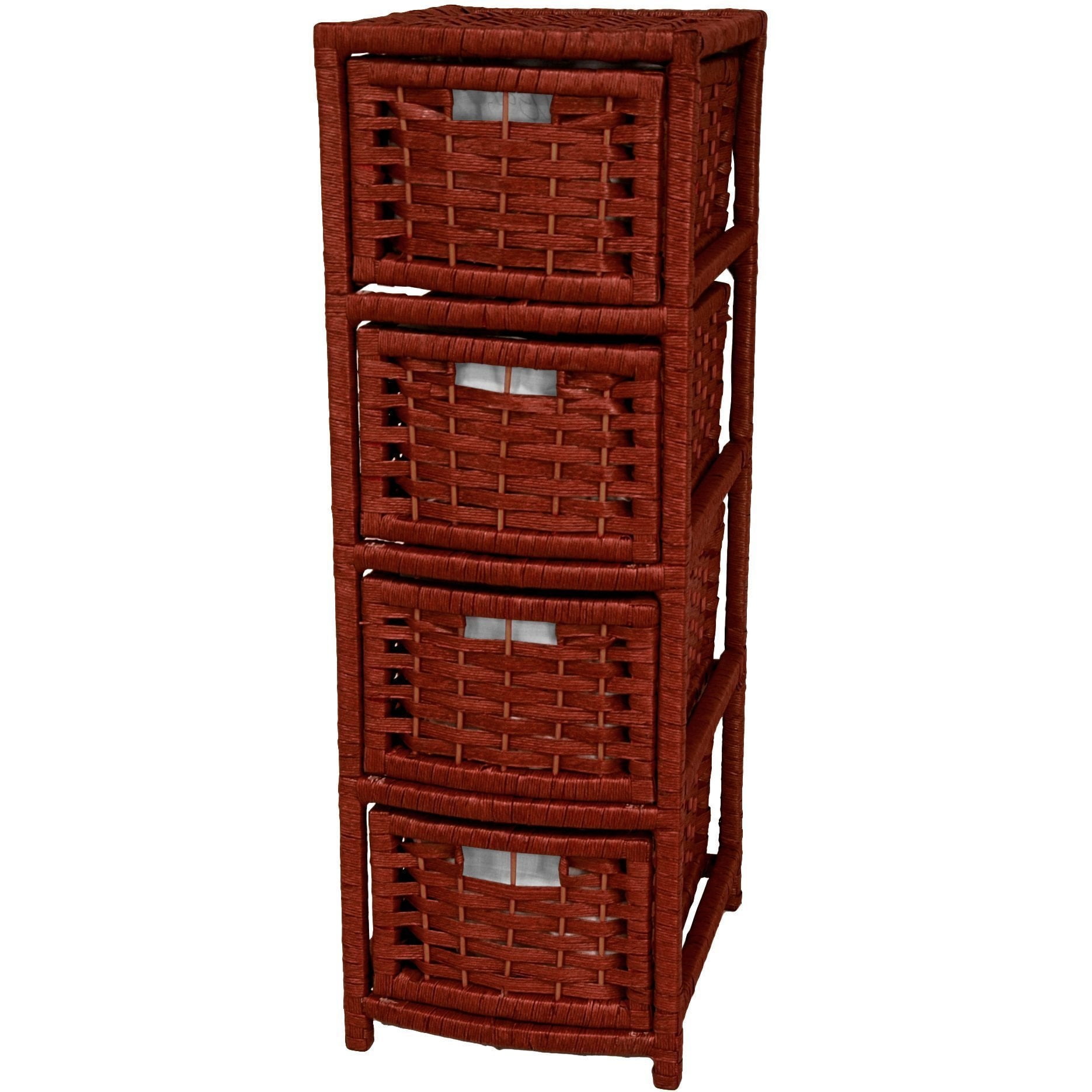 White Rattan 4-Drawer Bohemian Storage Chest