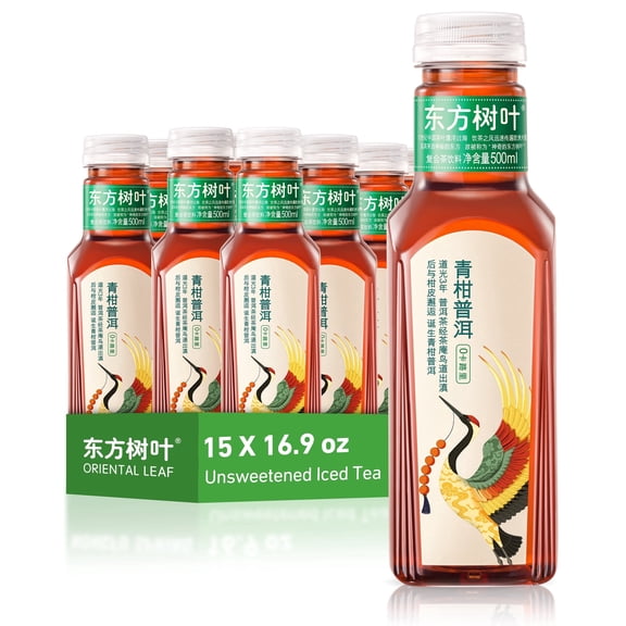 ORIENTAL LEAF Unsweetened Iced Tea  Bottled Ganpu Tea, 16.9 FL oz bottles (Pack of 15), Sugar Free, 0 Calories