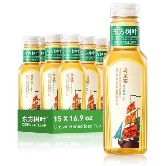 ORIENTAL LEAF Unsweetened Iced Tea Bottled Oolong Tea, 16.9 FL oz bottles (Pack of 15), Brewed Tea Drinks, Sugar Free, 0 Calories