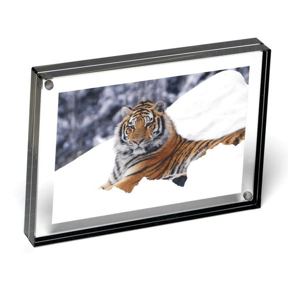 ORIGINAL MAGNET FRAME by CANETTI 5x7 Double Sided Magnetic Picture Frame, Two Acrylic GRAPHITE EDGE