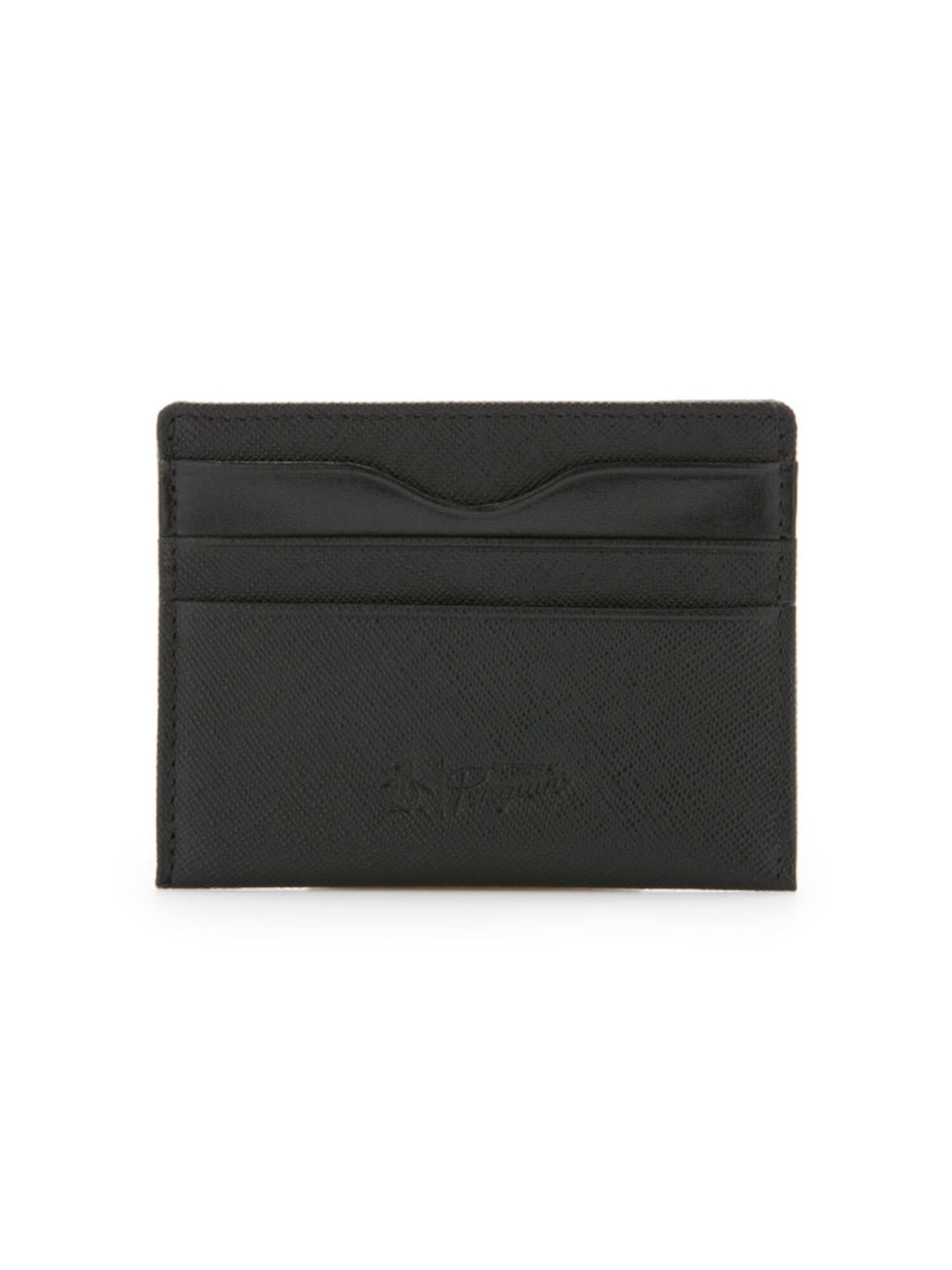 ORIGINAL PENGUIN Men's Black Saffiano Logo Leather Card Holder