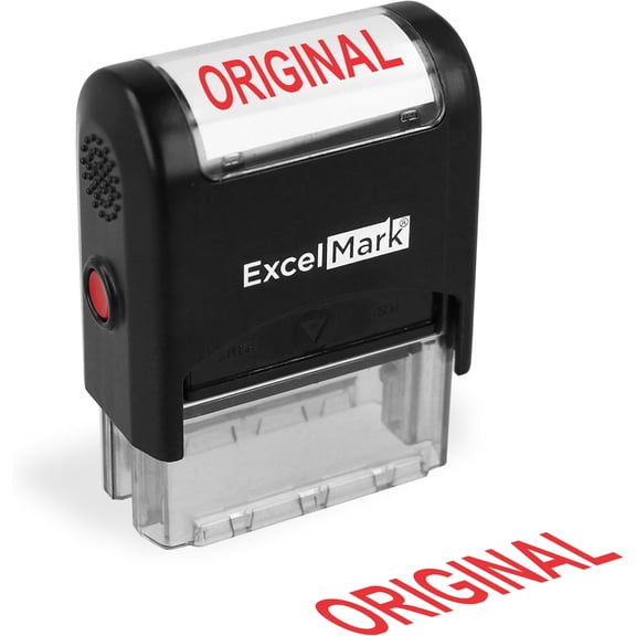 ExcelMark Original Stamp Self-Inking Rubber Stamp - Red Ink for Office Use, Ideal for Efficient Document Management with Original Stamps, Perfect for Professional Settings