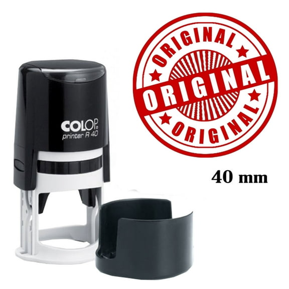ORIGINAL Stamp Self Inking Rubber Colop Round Stamper -Black Ink 40mm